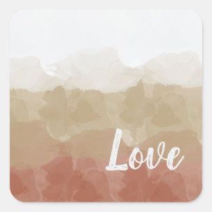 Ombre Brown and Tan Love Graceful Gradient Square Sticker