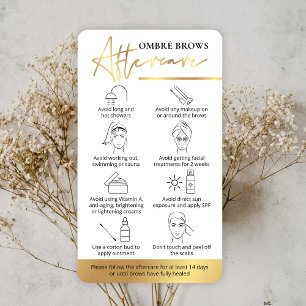 Ombré Brows White & Gold Salon Care Instructions Business Card
