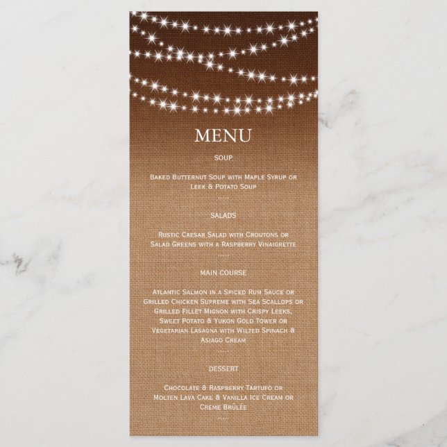 Ombre Burlap Twinkle Lights Menu (Front)