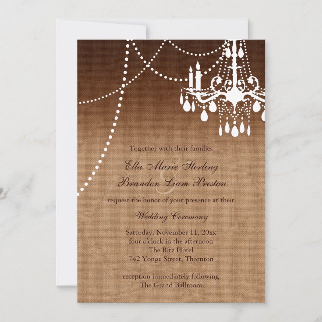 Ombre Chandelier Wedding Invitation (Front)