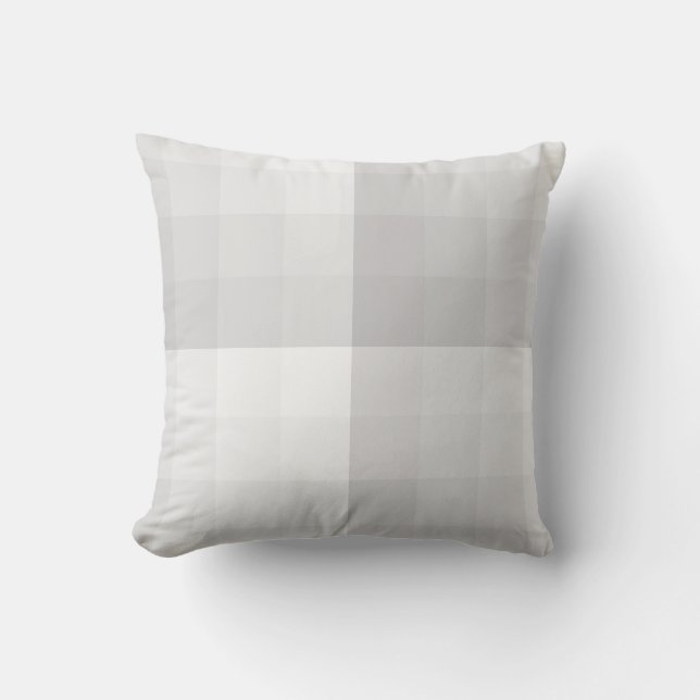 Ombre Chequered Blocks White grey tones Throw Pill Cushion (Front)