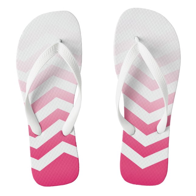 Ombre Chevron Style! | fuchsia white Jandals (Footbed)