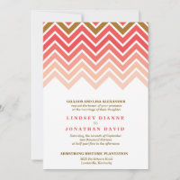 Ombre Chevron Wedding Invitation