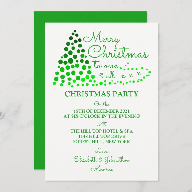 Ombré Christmas Tree, Christmas Party Invitation (Front/Back)