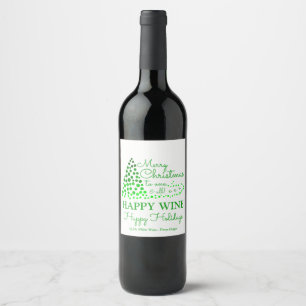 Ombré Christmas Tree, Happy Wine Happy Holidays Wi Label