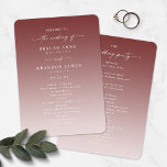 Ombre Cinnamon & Pink Wedding Ceremony Program Programme<br><div class="desc">Simple Ombre Cinnamon & Pink Wedding Ceremony Program. This modern minimal Order of Services Card is simple classic and elegant with a subtle ombre gradient fade and a pretty signature script calligraphy font with tails. Shown in the new Colorway. Available in several colour options, or feel free to edit the...</div>