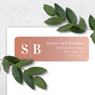 Ombre Clay & Pink Wedding Return Address Label