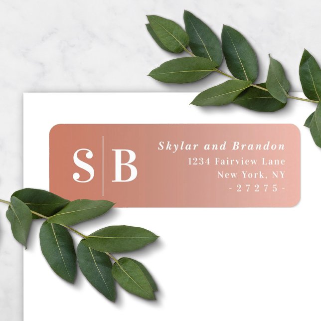 Ombre Clay & Pink Wedding Return Address Label (Creator Uploaded)