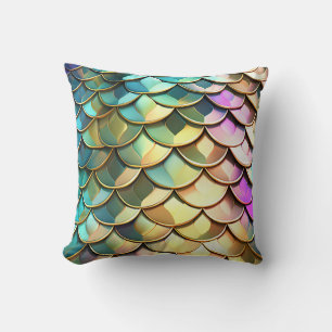 Ombre Colourful Scales and Glitter Reversible Cushion