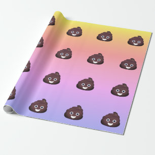 Ombre Crazy Poop Emoji Wrapping Paper