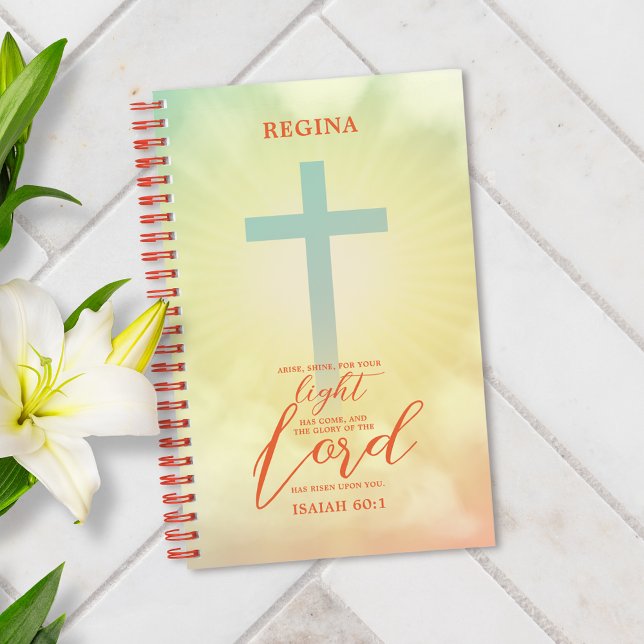 Ombre Cross Bible Verse Personalised Notebook (Creator Uploaded)