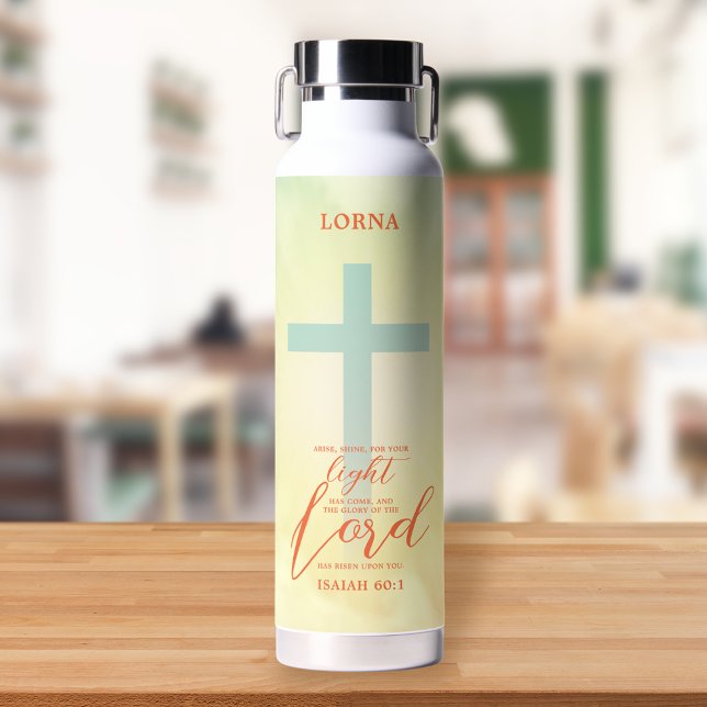 Ombre Cross Bible Verse Personalised Water Bottle (Creator Uploaded)