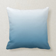 OMBRE Designer Throw Pillow White to Sky Blue