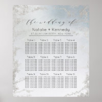 Ombre Dusty Blue Frost Wedding Table Seating Chart