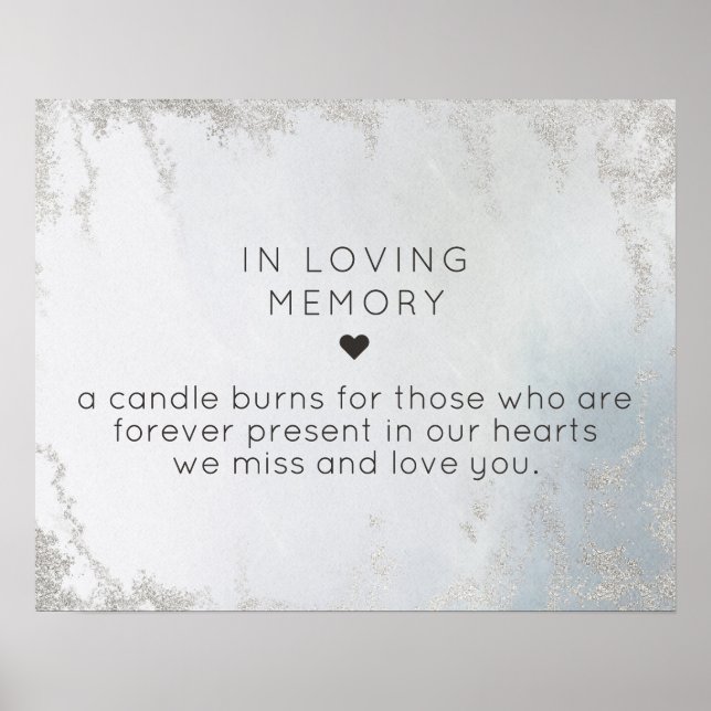 Ombre Dusty Blue Frosted In Loving Memory Sign (Front)