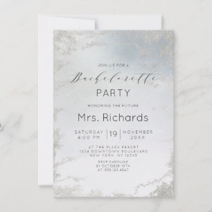 Ombre Dusty Blue Frosted Silver Bachelorette Party Invitation