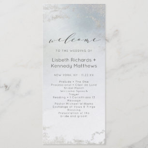 Ombre Dusty Blue Frosted Silver Wedding Ceremony Programme