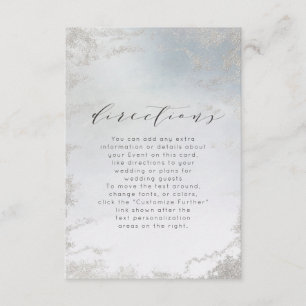 Ombre Dusty Blue Frosted Silver Wedding Directions Enclosure Card