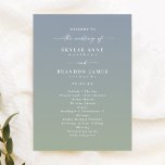 Ombre Dusty Blue & Green Wedding Ceremony Program Programme<br><div class="desc">Simple Ombre Dusty Blue & Green Wedding Ceremony Program. This modern minimal Order of Services Card is simple classic and elegant with a subtle ombre gradient fade and a pretty signature script calligraphy font with tails. Shown in the new Colorway. Available in several colour options, or feel free to edit...</div>