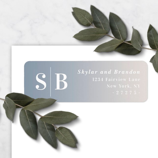 Ombre Dusty Blue & Ivory Wedding Return Address (Creator Uploaded)