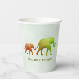Ombre Elephants Design Paper Cups