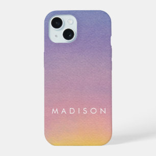 Ombre Evening Sunset Watercolor Sky Personalised iPhone 15 Case