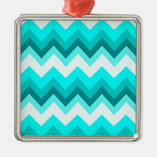 Ombre Girly Pattern Teal Turquoise Chevron Metal Tree Decoration