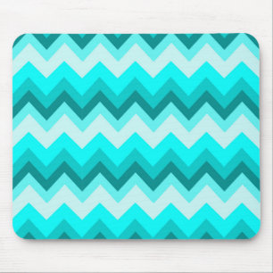 Ombre Girly Pattern Teal Turquoise Chevron Mouse Pad