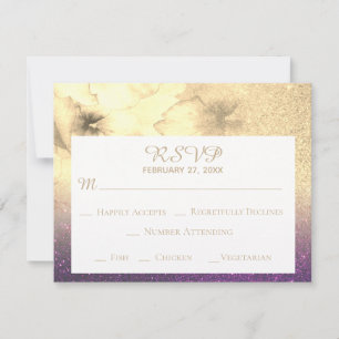 *~* Ombre Glitter Eggplant Yellow Golden RSVP Card