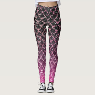 Ombre glitter mermaid scales leggings