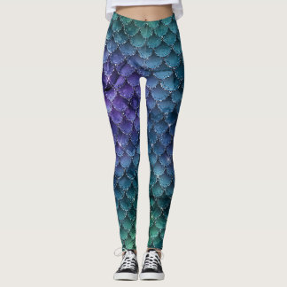 Ombre Glitter Mermaid Scales Leggings