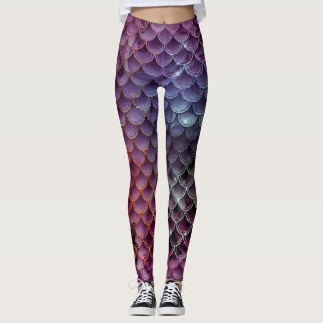 Ombre Glitter Mermaid Scales Leggings (Front)