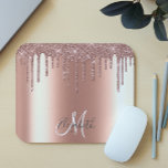Ombre Glitter Rose Gold Drip Personalised Monogram Mouse Pad<br><div class="desc">This design does not contain actual glitter or sequins. It may be personalised in the area provided by changing the photo and/or text. Or it can be customised by clicking Personalise this Template and then choosing the click to customise further option and delete or change the colour of the background,...</div>