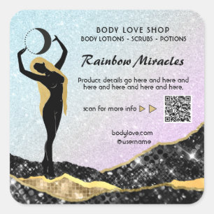 *~* Ombre Goddess Intention Spell AP24 Rainbow Squ Square Sticker