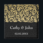 ombre gold and Black Swirling Border Wedding Magnet<br><div class="desc">ombre gold and Black Swirling Border Wedding design</div>