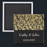 ombre gold and Black Swirling Border Wedding Magnet<br><div class="desc">ombre gold and Black Swirling Border Wedding design</div>