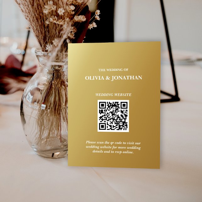 Ombre Gold Minimal QR Code Wedding  Enclosure Card (Ombre Gold Minimal QR Code Wedding Enclosure Card)
