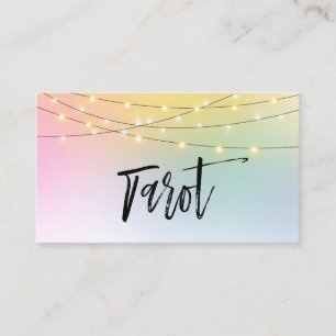 *~*  Ombre Gold String Lights Pastel Tarot Reader Business Card