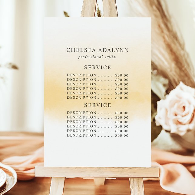 Ombre Gold Watercolor Minimalist Service Price  Menu (Creator Uploaded)
