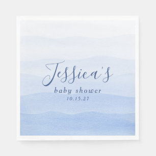 Ombre Gradient Dip Dye Blue Baby Shower Napkin