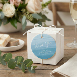 Ombre Gradient Dip Dye Ocean Blue Bridal Shower  Favour Tags