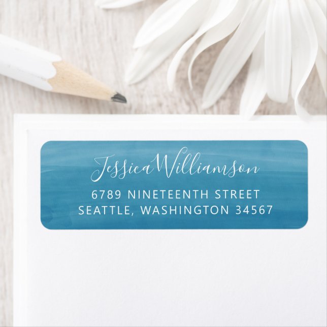 Ombre Gradient Dip Dye Ocean Blue Return Address (Insitu)