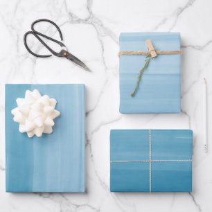 Ombre Gradient Dip Dye Ocean Blue   Wrapping Paper Sheet