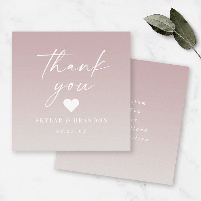 Ombre Gradient Mauve & Off-White Wedding Thank You Card (Creator Uploaded)