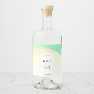 Ombre Gradient Yellow Green White Modern Gin Arch Liquor Bottle Label