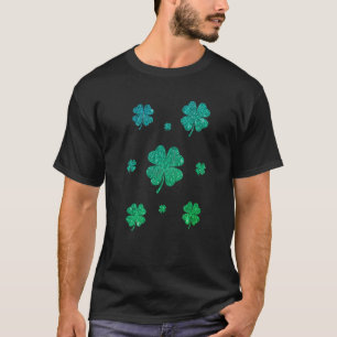 Ombre Green 4 Leaf Faux St Patricks Day T-Shirt