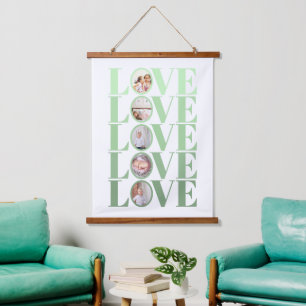 Ombre green LOVE photo Valentines Day Hanging Tapestry