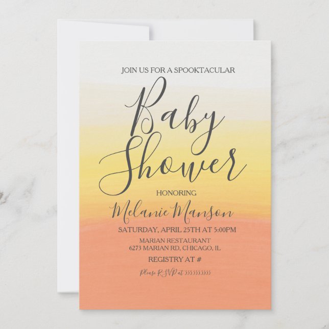 Ombre Halloween Candy Corn Baby Shower Invitation (Front)