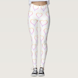 Ombre Heart Outline, Casual Valentine's Day Leggings