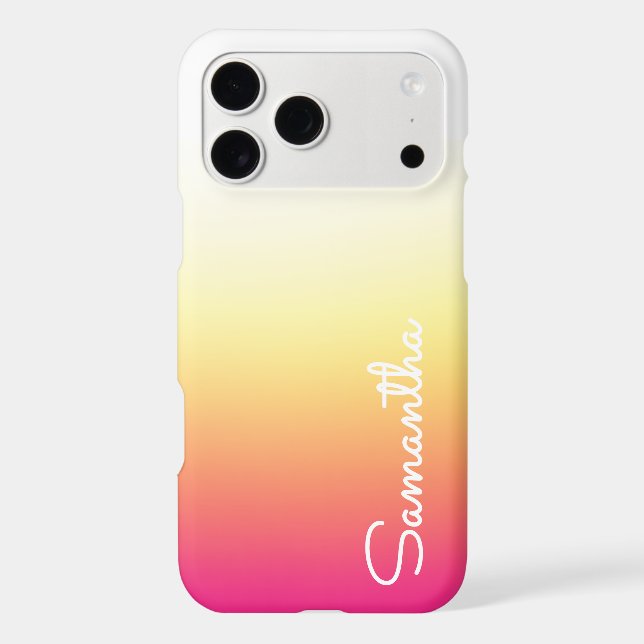 Ombre Hot Pink Yellow Girly Personalised Name (Back)